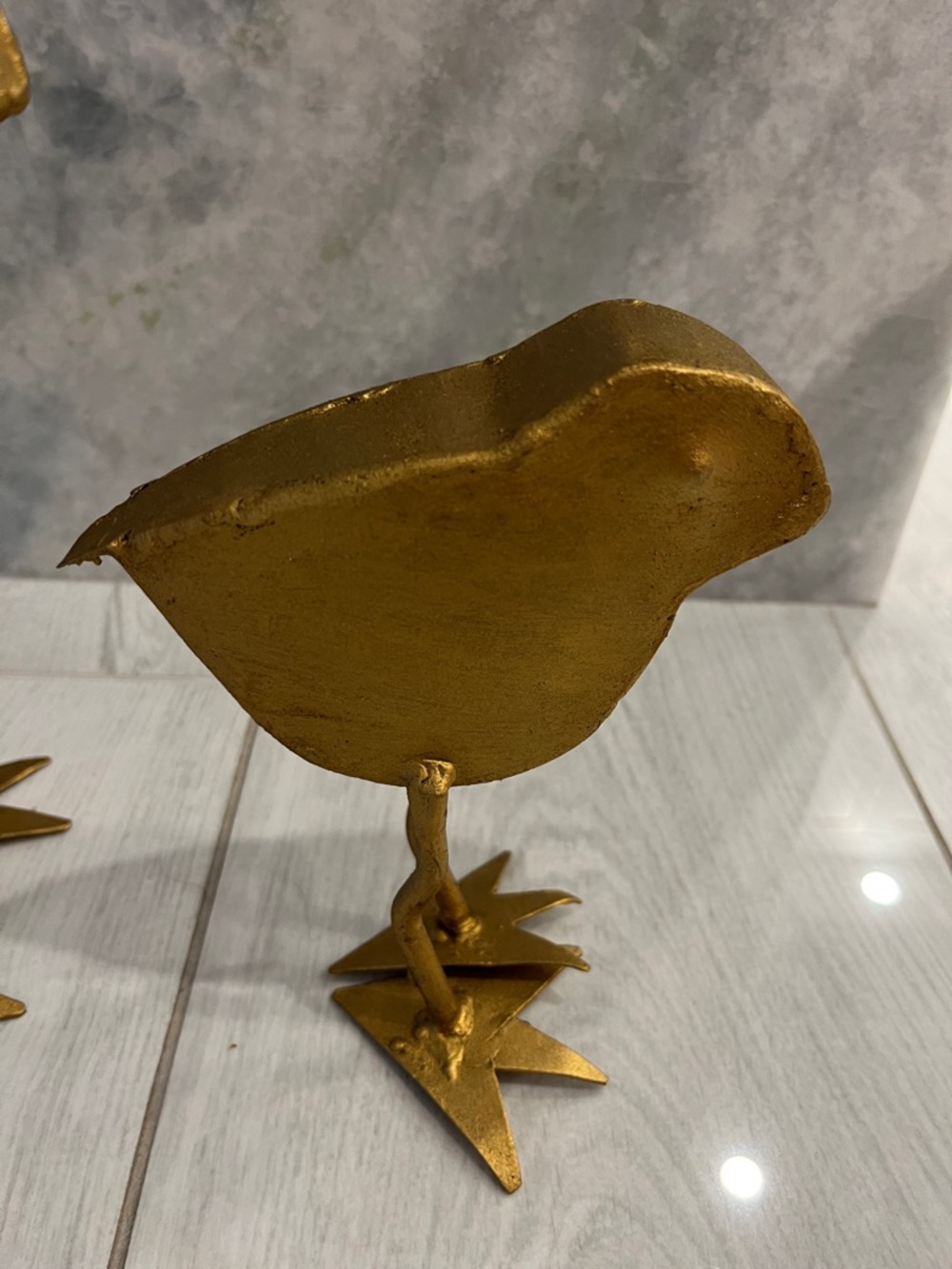 Gold Metal Bird Set - Trio of Decorative Gilded Sculptures - Picture 2 of 13